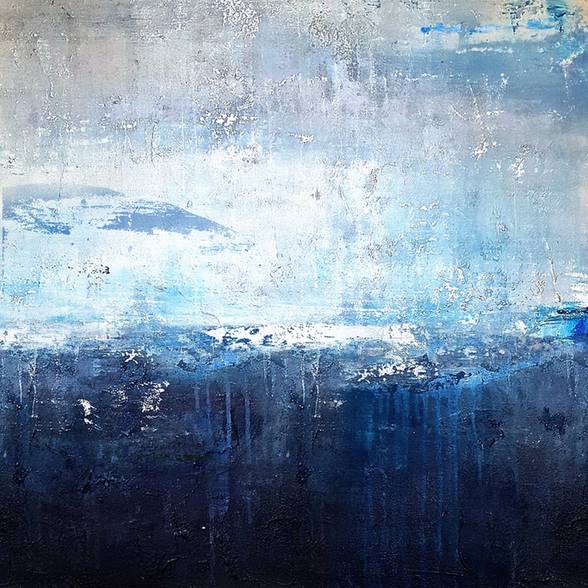 Navy Original Coastal Contemporary Abstract Canvas Wall Art IR9OR